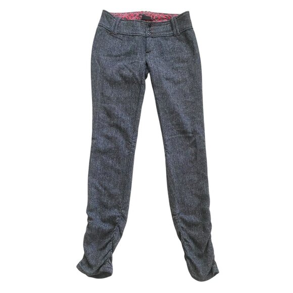 VTG Free People Tweed Herringbone Speckled Ruched Tapered Pant‎ Leg Sz 6 Y2K HTF - Picture 1 of 8